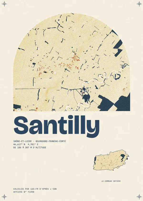 Affiche de Santilly, calculée par 123-fr d'après l'IGN