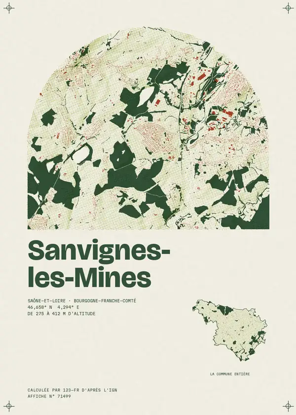 Affiche de Sanvignes-les-Mines, calculée par 123-fr d'après l'IGN