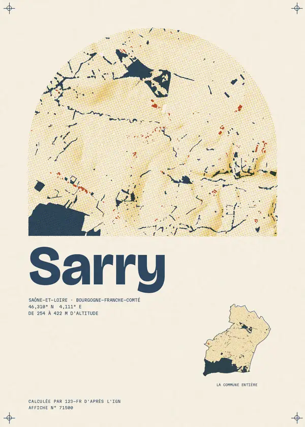 Affiche de Sarry, calculée par 123-fr d'après l'IGN