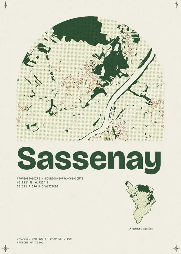 Affiche de Sassenay, calculée par 123-fr d'après l'IGN