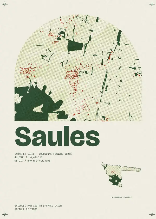 Affiche de Saules, calculée par 123-fr d'après l'IGN
