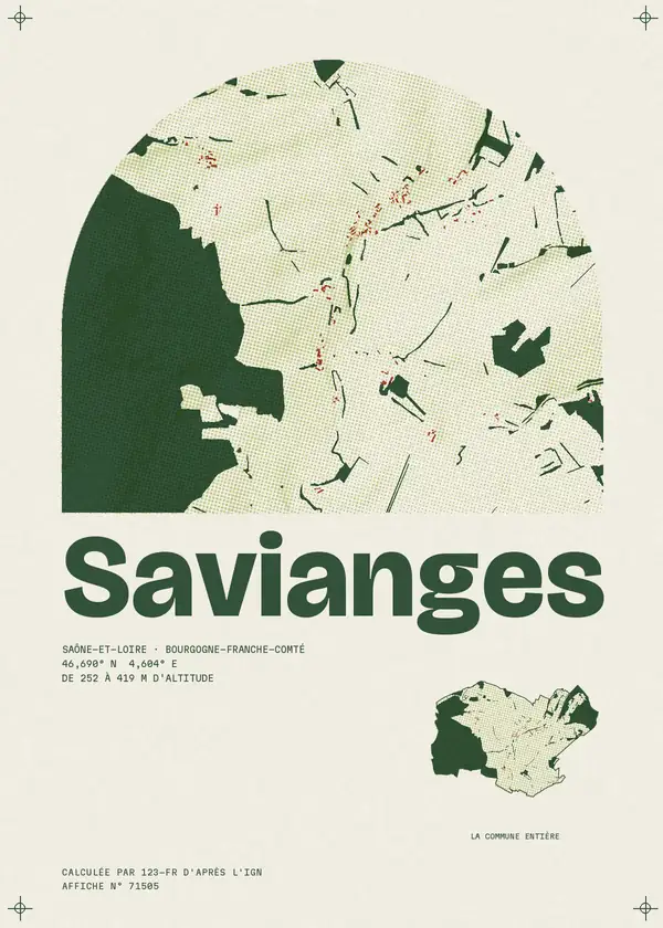Affiche de Savianges, calculée par 123-fr d'après l'IGN