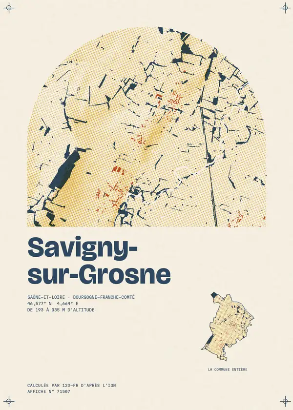 Affiche de Savigny-sur-Grosne, calculée par 123-fr d'après l'IGN