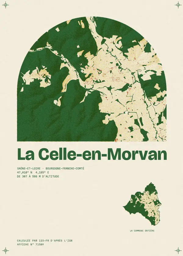 Affiche de La Celle-en-Morvan, calculée par 123-fr d'après l'IGN