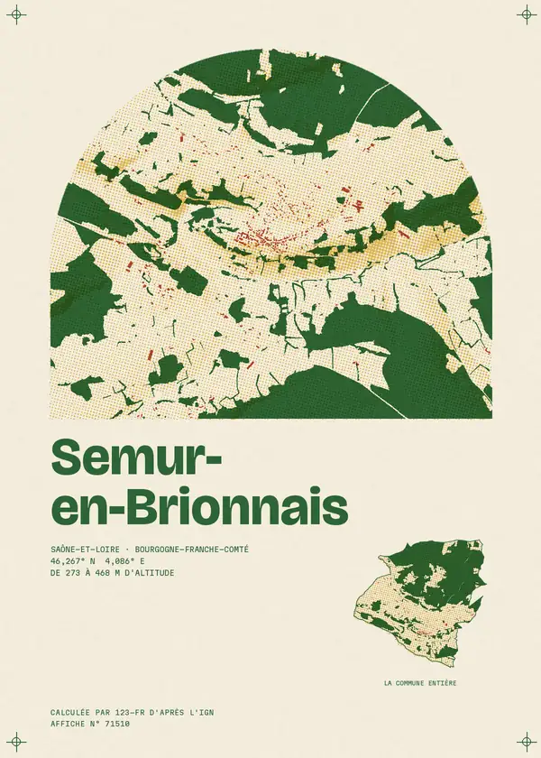 Affiche de Semur-en-Brionnais, calculée par 123-fr d'après l'IGN