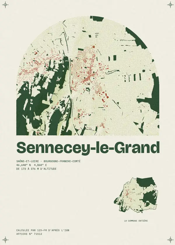 Affiche de Sennecey-le-Grand, calculée par 123-fr d'après l'IGN