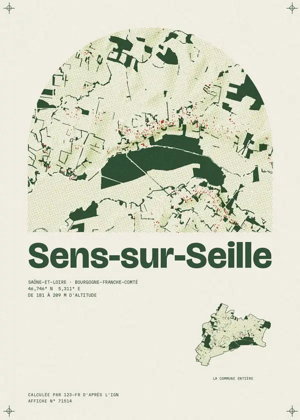 Affiche de Sens-sur-Seille, calculée par 123-fr d'après l'IGN