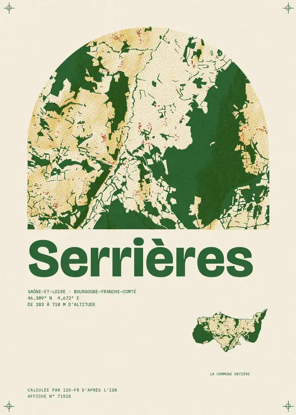 Affiche de Serrières, calculée par 123-fr d'après l'IGN