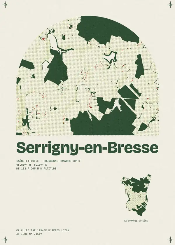 Affiche de Serrigny-en-Bresse, calculée par 123-fr d'après l'IGN