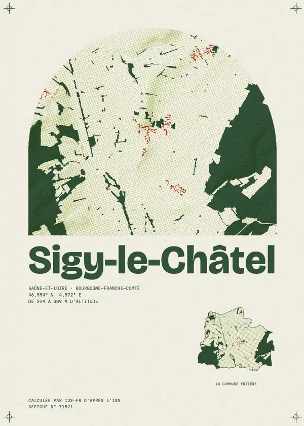 Affiche de Sigy-le-Châtel, calculée par 123-fr d'après l'IGN