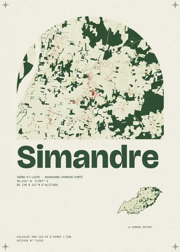 Affiche de Simandre, calculée par 123-fr d'après l'IGN