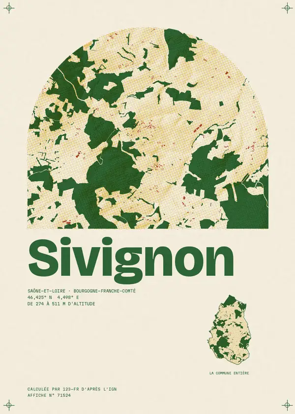 Affiche de Sivignon, calculée par 123-fr d'après l'IGN