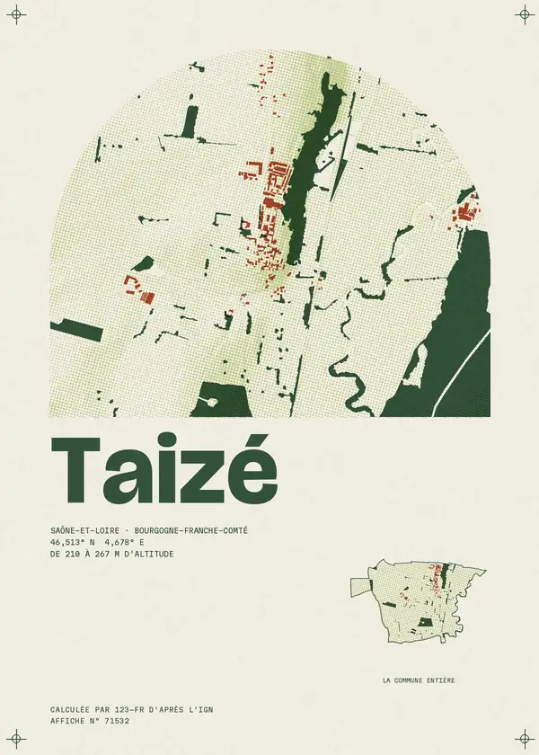 Affiche de Taizé, calculée par 123-fr d'après l'IGN
