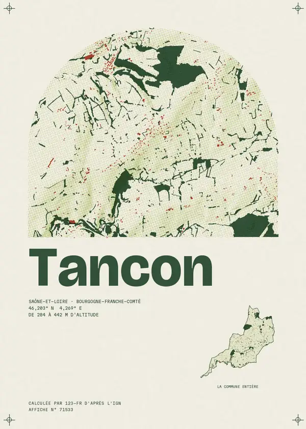 Affiche de Tancon, calculée par 123-fr d'après l'IGN
