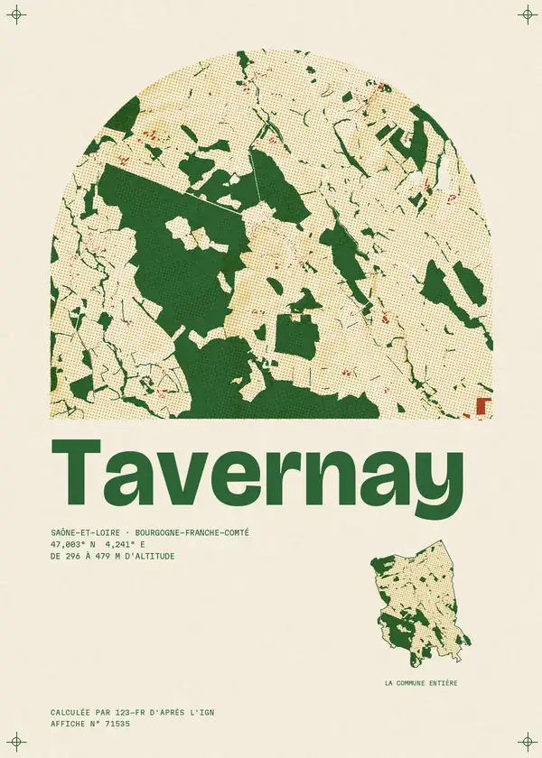 Affiche de Tavernay, calculée par 123-fr d'après l'IGN