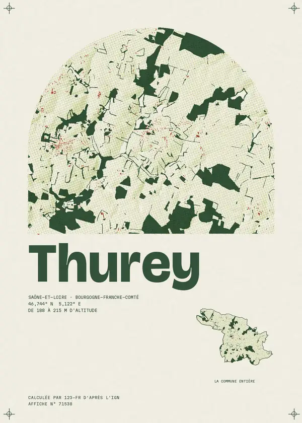 Affiche de Thurey, calculée par 123-fr d'après l'IGN