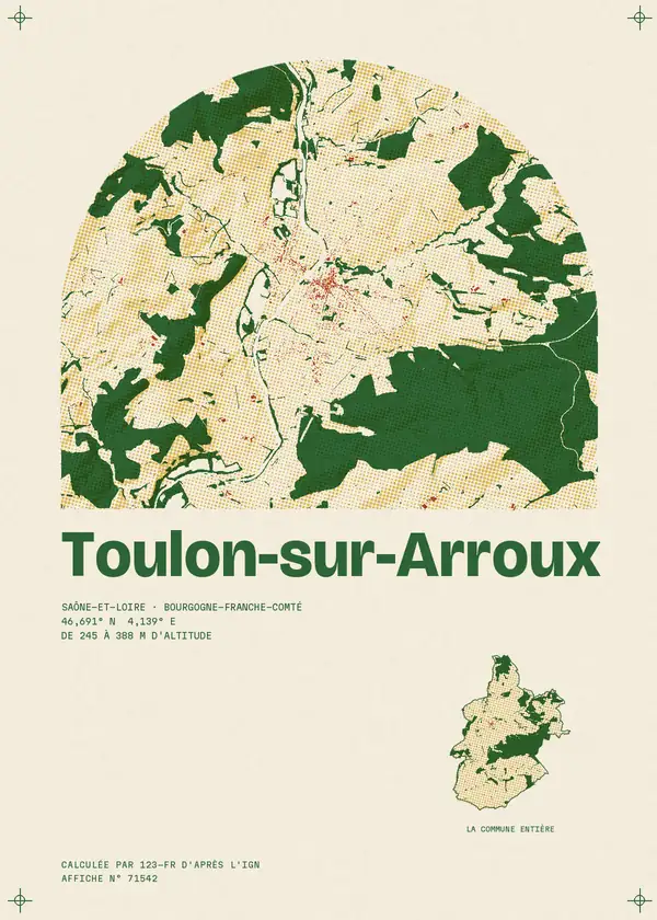 Affiche de Toulon-sur-Arroux, calculée par 123-fr d'après l'IGN