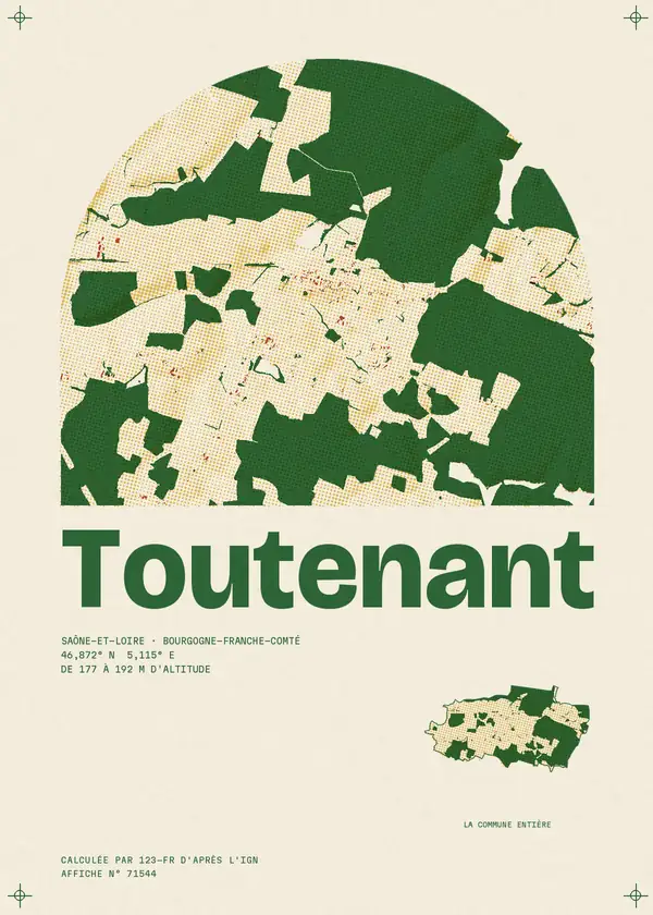 Affiche de Toutenant, calculée par 123-fr d'après l'IGN