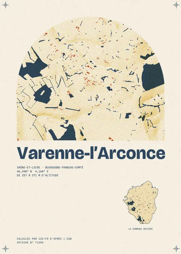 Affiche de Varenne-l'Arconce, calculée par 123-fr d'après l'IGN