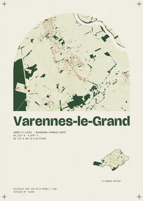Affiche de Varennes-le-Grand, calculée par 123-fr d'après l'IGN