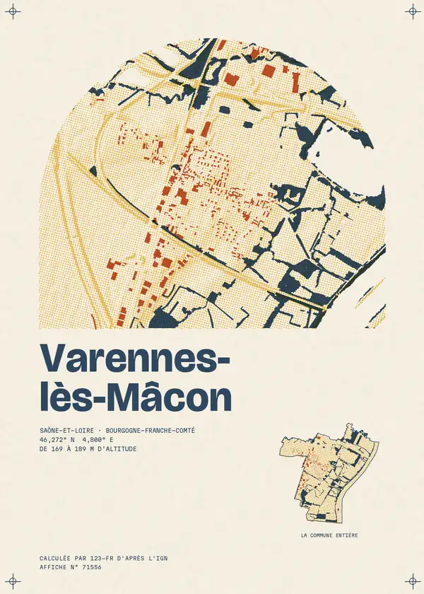 Affiche de Varennes-lès-Mâcon, calculée par 123-fr d'après l'IGN
