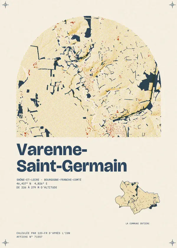 Affiche de Varenne-Saint-Germain, calculée par 123-fr d'après l'IGN