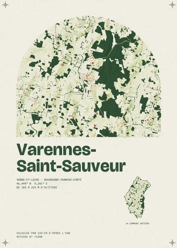 Affiche de Varennes-Saint-Sauveur, calculée par 123-fr d'après l'IGN