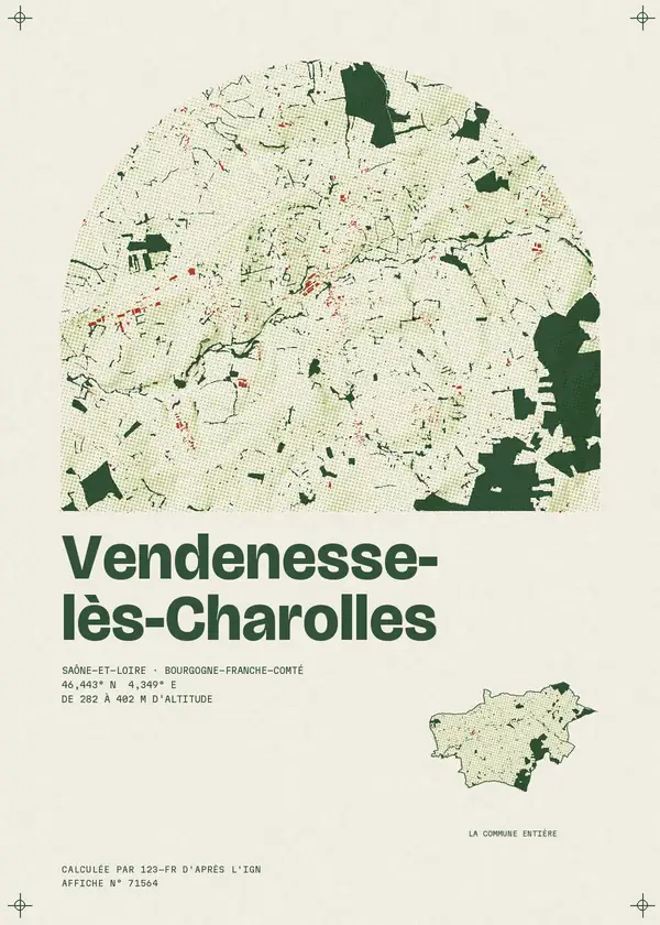 Affiche de Vendenesse-lès-Charolles, calculée par 123-fr d'après l'IGN