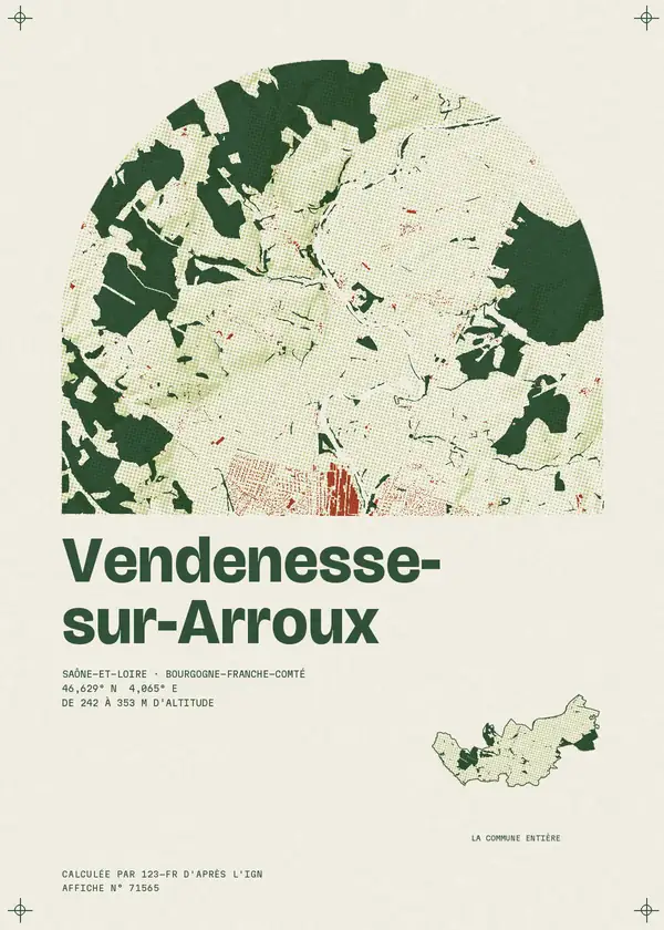 Affiche de Vendenesse-sur-Arroux, calculée par 123-fr d'après l'IGN