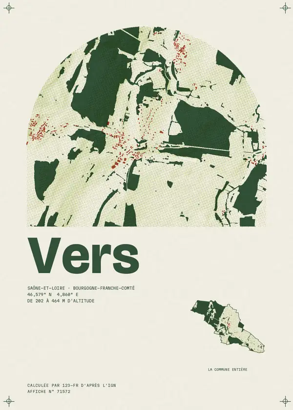 Affiche de Vers, calculée par 123-fr d'après l'IGN