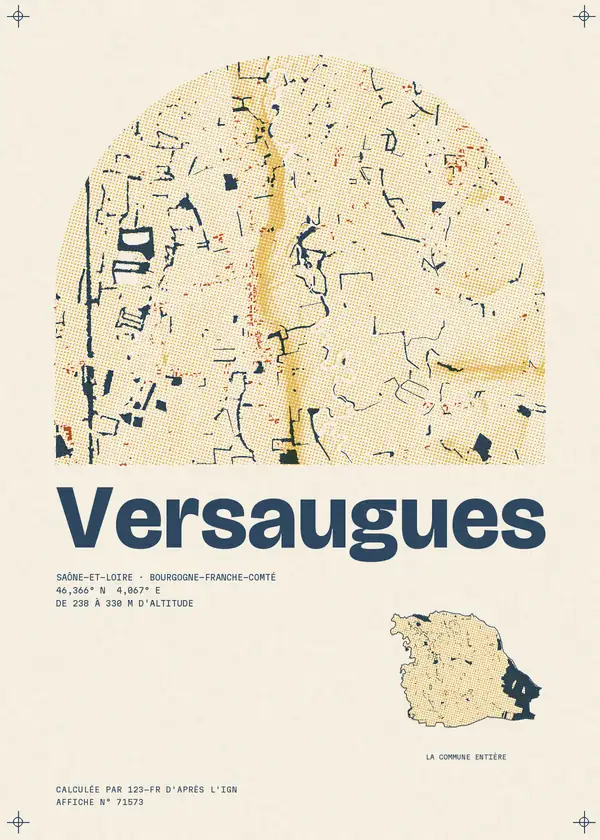 Affiche de Versaugues, calculée par 123-fr d'après l'IGN