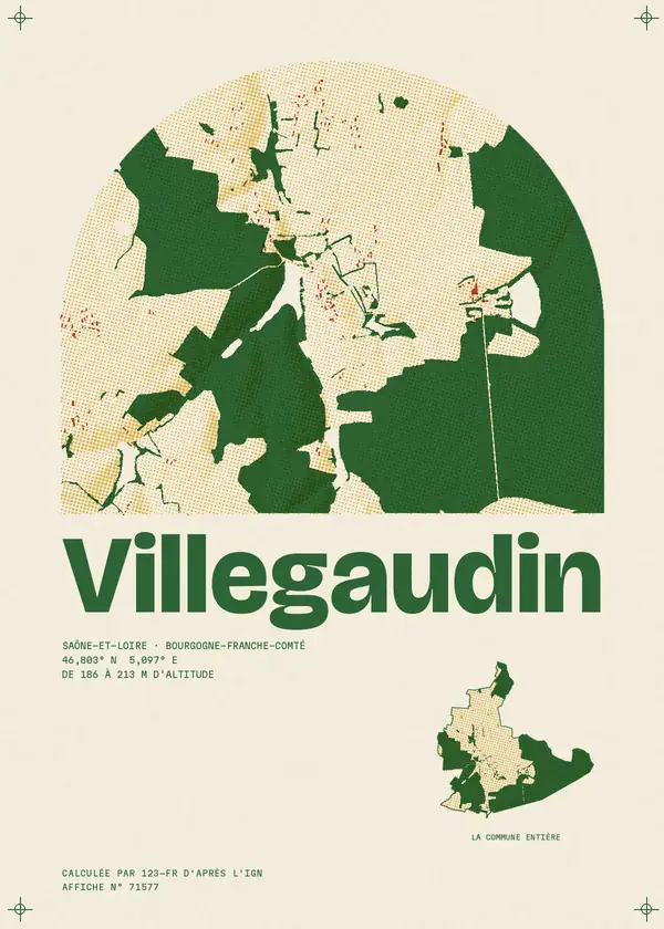 Affiche de Villegaudin, calculée par 123-fr d'après l'IGN