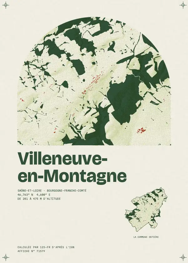 Affiche de Villeneuve-en-Montagne, calculée par 123-fr d'après l'IGN