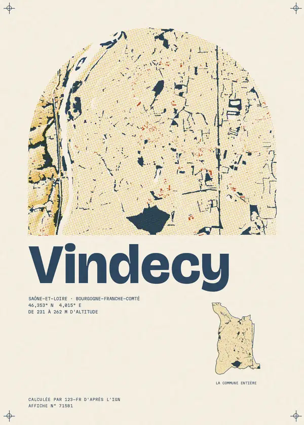 Affiche de Vindecy, calculée par 123-fr d'après l'IGN