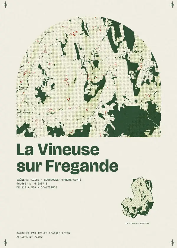 Affiche de La Vineuse sur Fregande, calculée par 123-fr d'après l'IGN