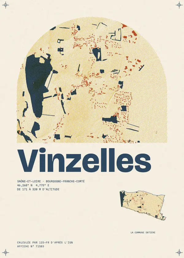 Affiche de Vinzelles, calculée par 123-fr d'après l'IGN