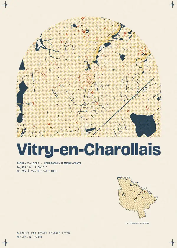 Affiche de Vitry-en-Charollais, calculée par 123-fr d'après l'IGN