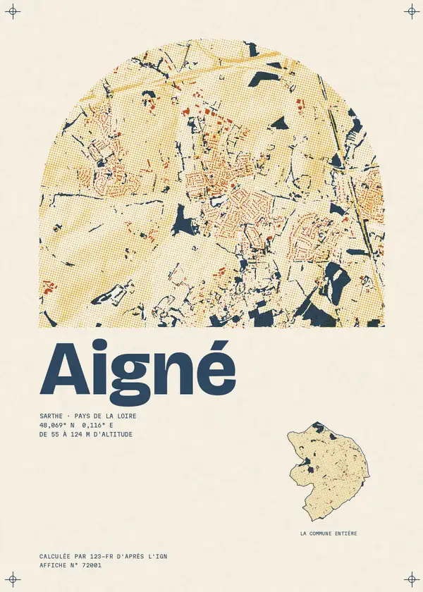 Affiche de Aigné, calculée par 123-fr d'après l'IGN