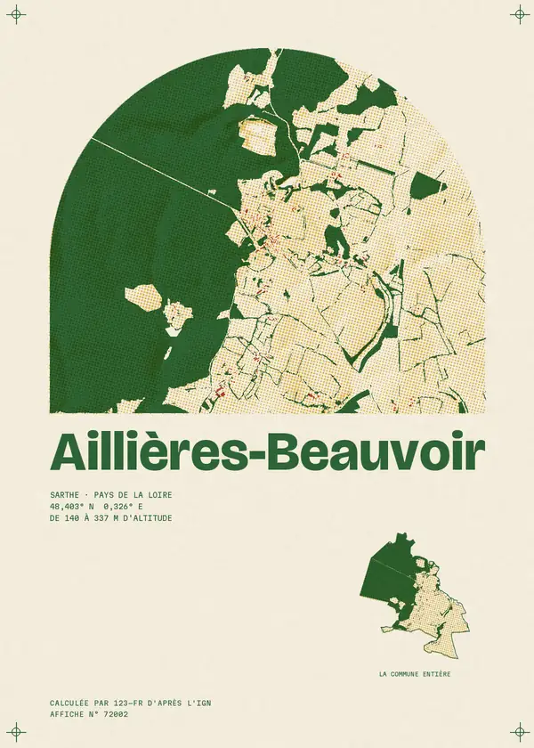 Affiche de Aillières-Beauvoir, calculée par 123-fr d'après l'IGN