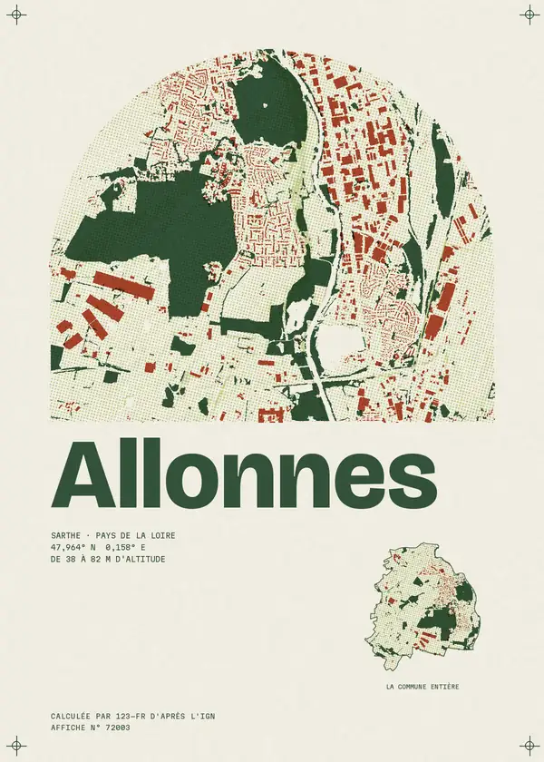 Affiche de Allonnes, calculée par 123-fr d'après l'IGN