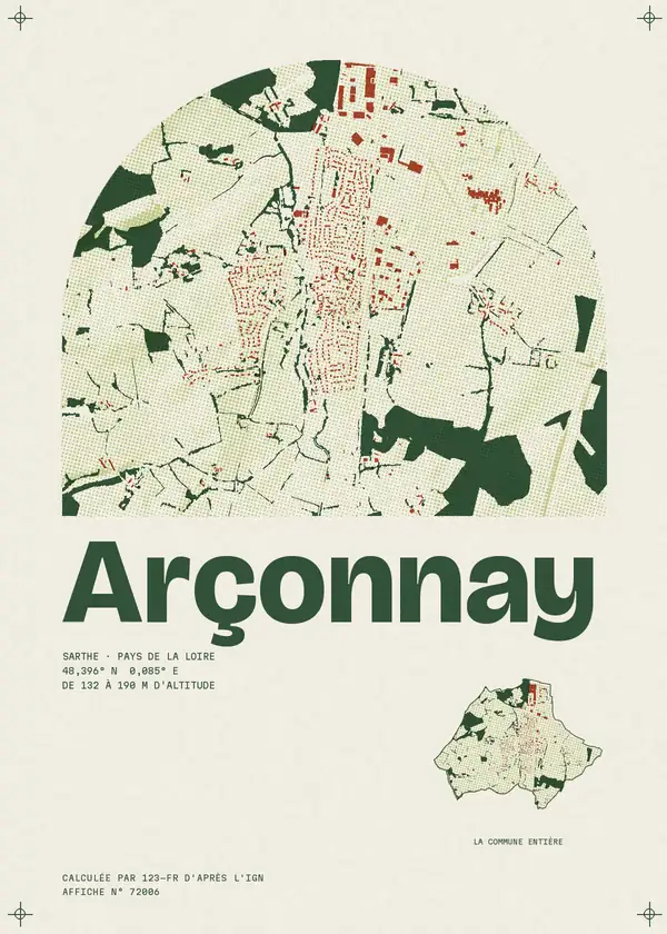 Affiche de Arçonnay, calculée par 123-fr d'après l'IGN