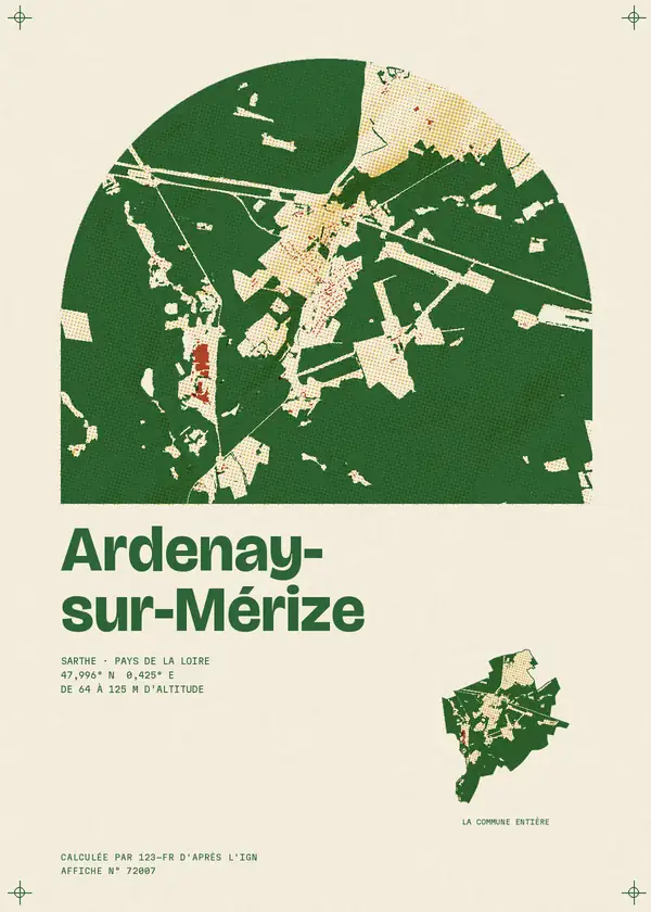 Affiche de Ardenay-sur-Mérize, calculée par 123-fr d'après l'IGN