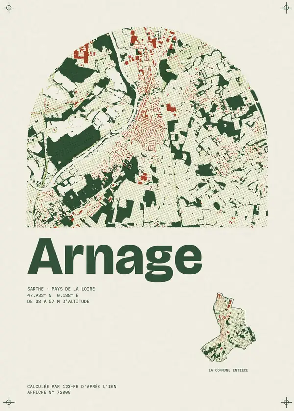 Affiche de Arnage, calculée par 123-fr d'après l'IGN