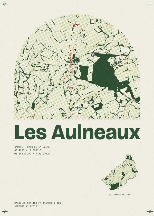 Affiche de Les Aulneaux, calculée par 123-fr d'après l'IGN