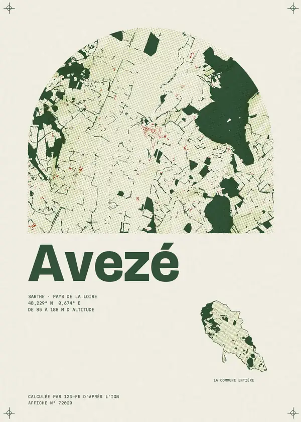 Affiche de Avezé, calculée par 123-fr d'après l'IGN