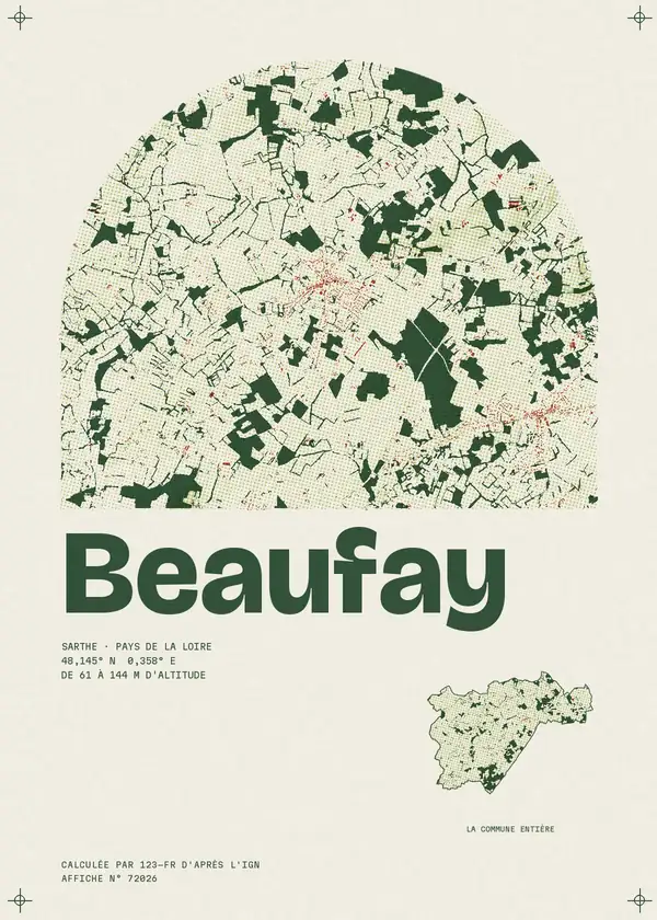 Affiche de Beaufay, calculée par 123-fr d'après l'IGN