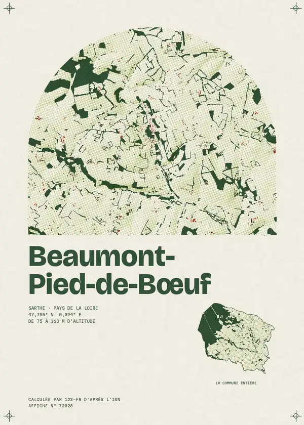 Affiche de Beaumont-Pied-de-Bœuf, calculée par 123-fr d'après l'IGN