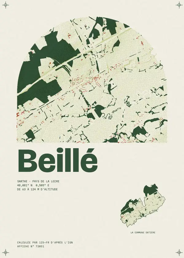 Affiche de Beillé, calculée par 123-fr d'après l'IGN