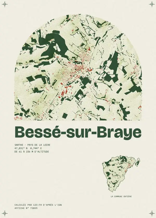 Affiche de Bessé-sur-Braye, calculée par 123-fr d'après l'IGN