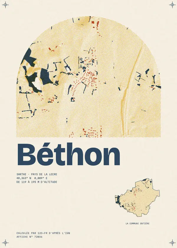 Affiche de Béthon, calculée par 123-fr d'après l'IGN